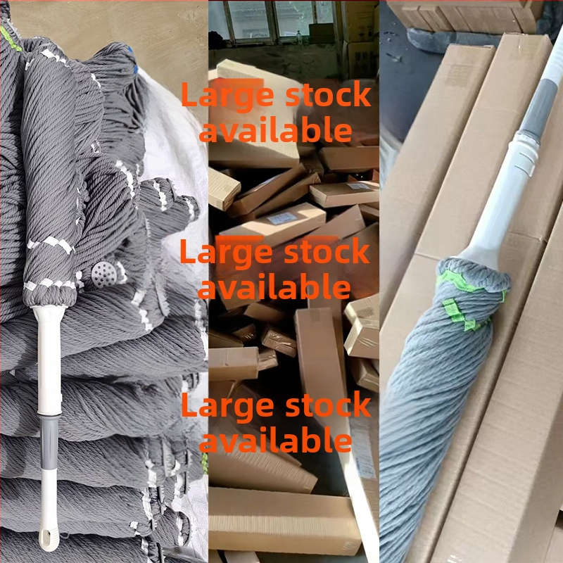 Ротационен воден моп с усукващ механизъм – микрофибърна глава, дръжка от неръждаема стомана, телескопична дължина 84–130 cm, изцеждане 80–90%