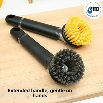 Βούρτσα κουζίνας για κατσαρόλες με μακριά λαβή, πολυλειτουργική με παχιά κεφαλή καθαρισμού; υλικό: PET συστραμμένο σύρμα καθαρισμού; βάρος 0.05 kg