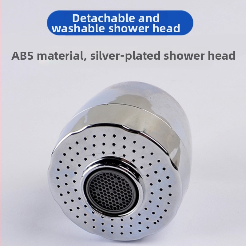 Кранов аератор за кухня: универсален въртящ се ъглов накрайник, ABS и неръждаема стомана, дъждовна струя, монтаж чрез тръбно свързване, модел FGR545745, 1–90 °C