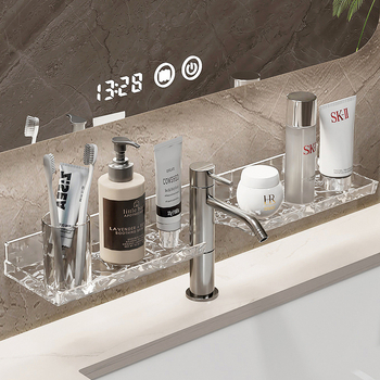 Sieninis kosmetikos laikiklis po praustuvą - plastikas, 1 lygis, 5 kg apkrova, lengvas stilius – luksas