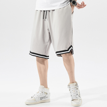 Άντρικα αθλητικά παντελόνια για καλοκαίρι με χαλαρή εφαρμογή - μέση μεσαίου ύψους, μήκος 5/4, ελαφρύ πολυεστέρα, διακοσμητικές τσέπες
