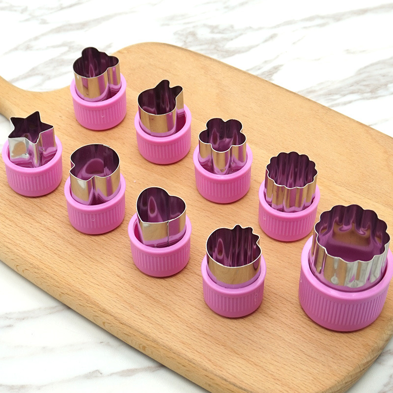 Rozsdamentes acél süteményforma – állati geometria, 9 darabos készlet, kézzel készített gyümölcsvágó, sütésre való forma