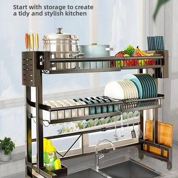 Daugiafunkcinis mobilus indų džiovinimo stovas ant virtuvės plokštės — anglies plienas, šiuolaikinis minimalistinis stilius, Xingfu