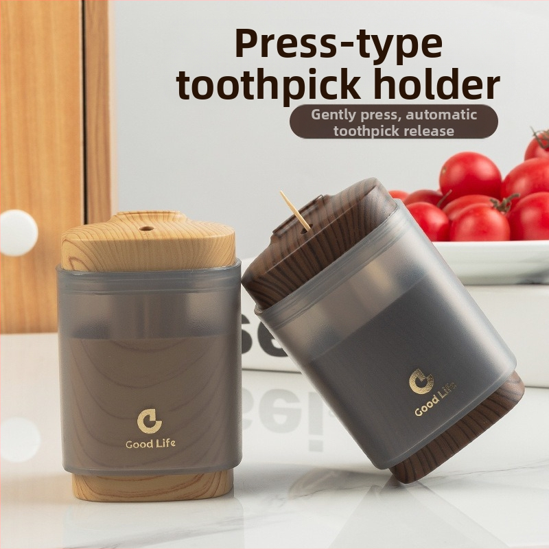 Кутия за клечки за зъби с дървесен модел, японски стил, пластмасова, автоматично изскачане, персонализиране по заявка