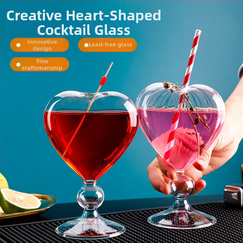Two Bar ποτήρι κοκτέιλ σε σχήμα καρδιάς από γυαλί, ιαπωνικού στυλ, λογότυπο εκτυπωμένο, ποτήρι κρασιού
