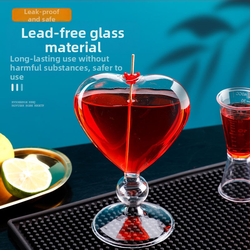 Two Bar südamekujuline klaas kokteiliklaas, jaapani stiilis, logotip trükitud, veiniklaas