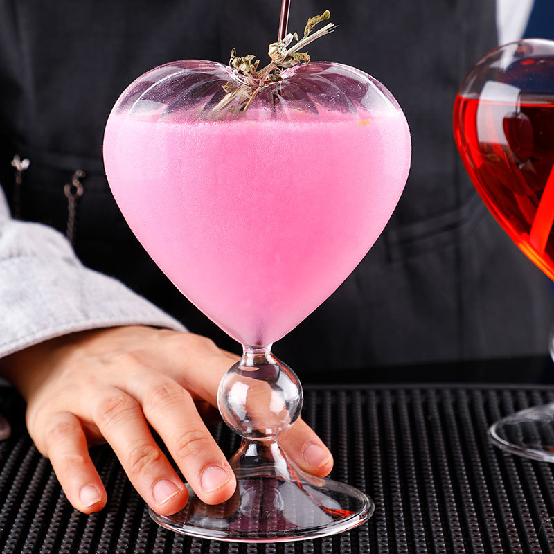 Two Bar südamekujuline klaas kokteiliklaas, jaapani stiilis, logotip trükitud, veiniklaas