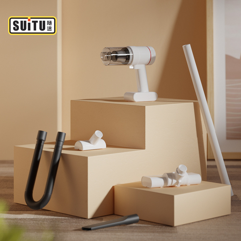 Bezvadu pārnēsājamais putekļsūcējs automašīnai un mājai ar bezskrūvju motoru, jaudīga sūkšana 16000 Pa, 50 W, uzlādējams