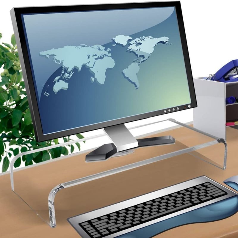 Stolni stalak za monitor i osnovu za tipkovnicu — odvojivi, povećanje visine, prostor za pohranu na radnoj površini, jednostavan modern dizajn, montaža na stol, jedan sloj