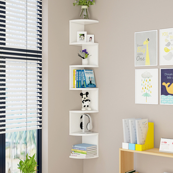 Επιτοίχιο 5-επίπεδο γωνιακό ράφι αποθήκευσης PVC, παραμετροποιήσιμο σύμφωνα με σχέδια, πολυχρηστικό