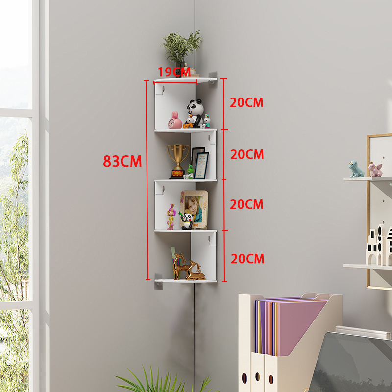 Επιτοίχιο 5-επίπεδο γωνιακό ράφι αποθήκευσης PVC, παραμετροποιήσιμο σύμφωνα με σχέδια, πολυχρηστικό