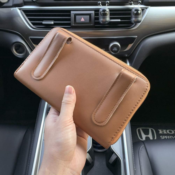 Suport pentru șervețele pe vizieră auto și suport pentru șervețele; suport din piele pentru șervețele pe scaunul din spate, design compatibil cu fermoar