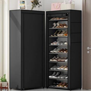 Μεταλλικό ντουλάπι παπουτσιών με δέκα επίπεδα, μοντέρνο μινιμαλιστικό στυλ, πολυχρηστική αποθήκευση