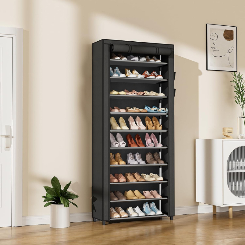Μεταλλικό ντουλάπι παπουτσιών με δέκα επίπεδα, μοντέρνο μινιμαλιστικό στυλ, πολυχρηστική αποθήκευση