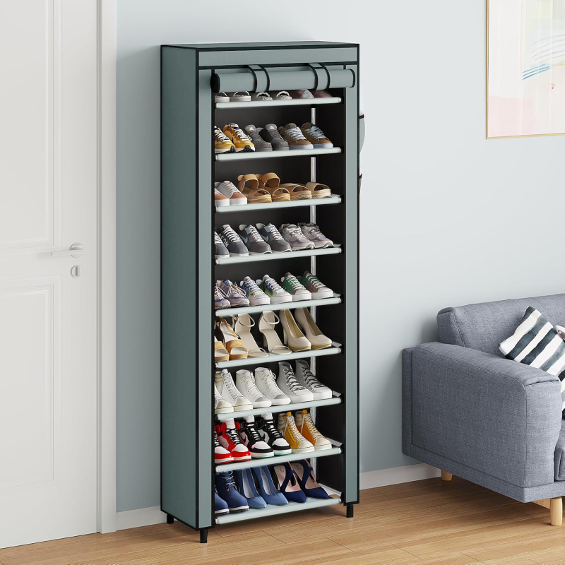 Μεταλλικό ντουλάπι παπουτσιών με δέκα επίπεδα, μοντέρνο μινιμαλιστικό στυλ, πολυχρηστική αποθήκευση