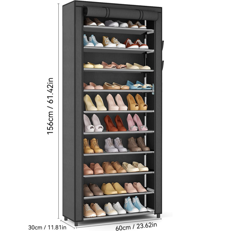 Μεταλλικό ντουλάπι παπουτσιών με δέκα επίπεδα, μοντέρνο μινιμαλιστικό στυλ, πολυχρηστική αποθήκευση