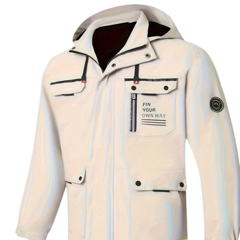 Παλτό με κουκούλα, φερμουάρ και πολλαπλές τσέπες, πολυεστέρας, για τέσσερις εποχές