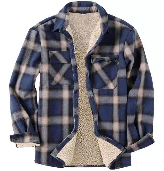 Kare aprangos marškiniai-jackas iš medvilnės mišinio, 65% medvilnė, storesnis šilumai, apykaklė lapeli, ilgos rankovės, laisvas kirpimas