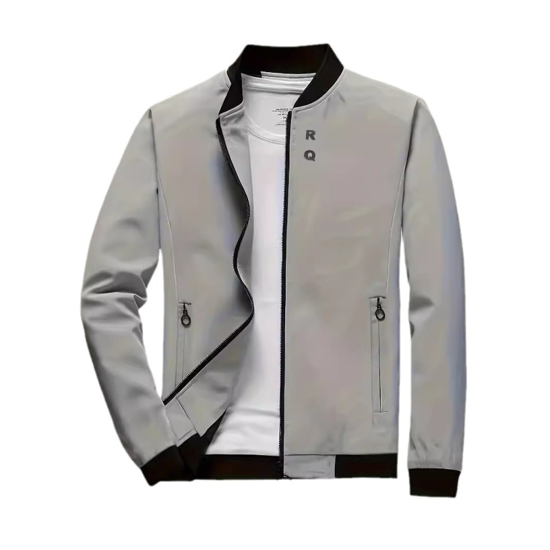 Ζακέτα σε στυλ Ακαδημία, με στάσιμο γιακά, φερμουάρ, μακριά μανίκια, πολυεστέρας, κατάλληλη για όλες τις εποχές