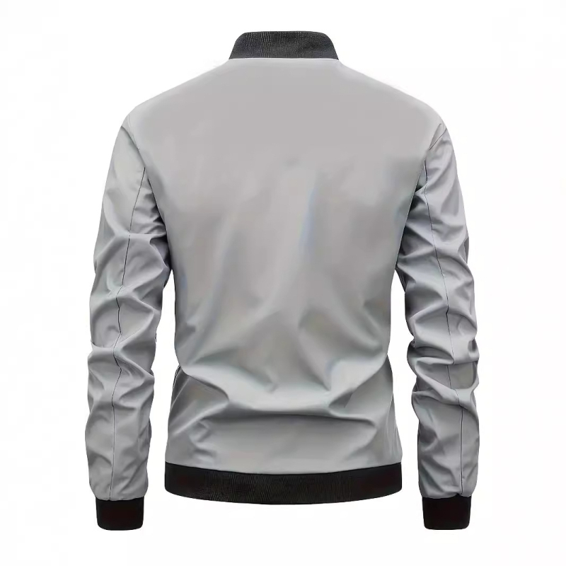 Ζακέτα σε στυλ Ακαδημία, με στάσιμο γιακά, φερμουάρ, μακριά μανίκια, πολυεστέρας, κατάλληλη για όλες τις εποχές