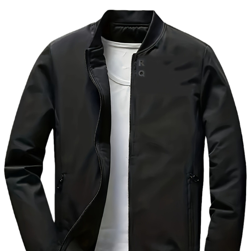 Ζακέτα σε στυλ Ακαδημία, με στάσιμο γιακά, φερμουάρ, μακριά μανίκια, πολυεστέρας, κατάλληλη για όλες τις εποχές