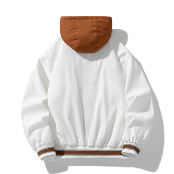 Pánska bunda s kapucňou, hip-hop štýl, stojací golier, voľný strih, jednoradové zapínanie, polyester