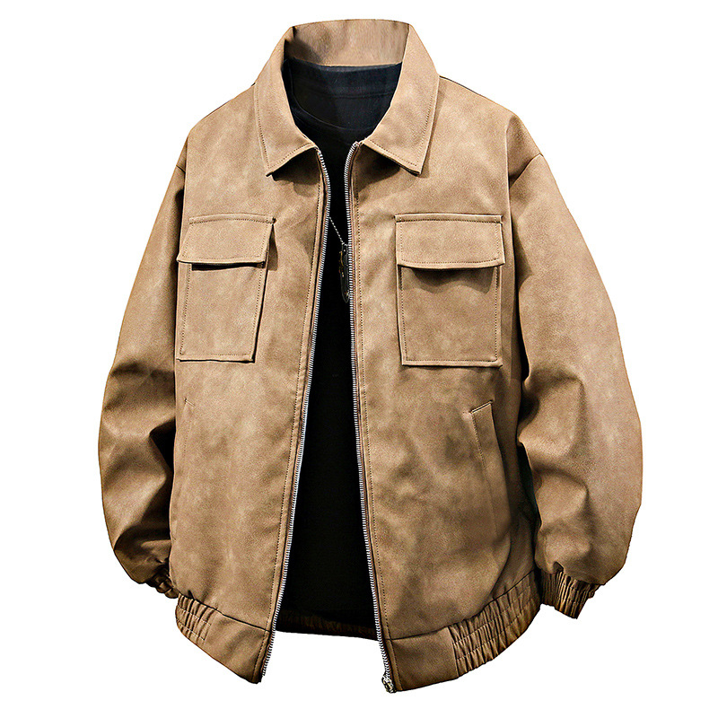 Ανδρικό PU δερμάτινο σακάκι με πέτο – Αμερικανικού στυλ ρετρό χιπ-ποπ, streetwear, εφαρμοστό, διπλής σειράς κουμπιά, για καλοκαίρι