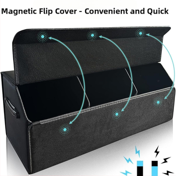 Δερμάτινο κουτί αποθήκευσης πορτ-μπαγκάζ αυτοκινήτου, πτυσσόμενο, αδιάβροχο, προσαρμόσιμο, με λαβή