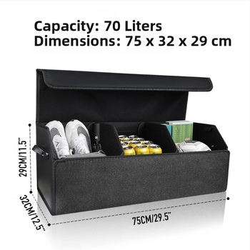 Δερμάτινο κουτί αποθήκευσης πορτ-μπαγκάζ αυτοκινήτου, πτυσσόμενο, αδιάβροχο, προσαρμόσιμο, με λαβή