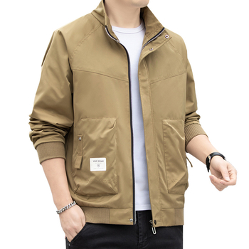 Pánske športovo-elegantné sako v modernom štýle, priedušné, odolné voči opotrebeniu a vetru, stojací golier, zips, viaceré vrecká