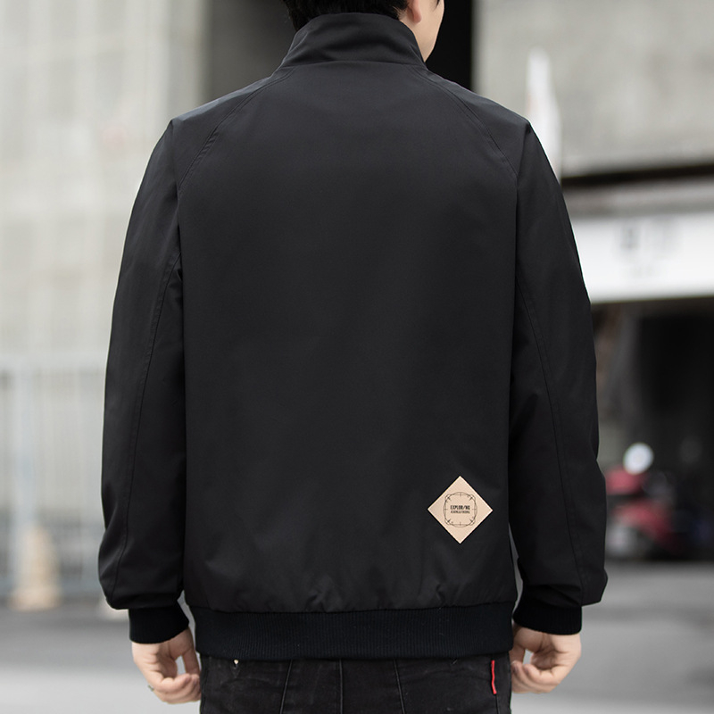 Pánske športovo-elegantné sako v modernom štýle, priedušné, odolné voči opotrebeniu a vetru, stojací golier, zips, viaceré vrecká