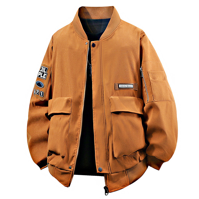 Pánska ľahká bunda so stojacim golierom, zipsom, úzky strih, polyester, bočné vrecká, jar-jesene