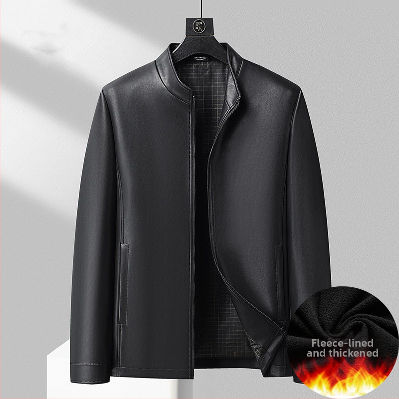 Ανδρικό PU δερμάτινο μπουφάν, σταθερός γιακάς, φερμουάρ, βαμμένο με κερί φινίρισμα, χαλαρή γραμμή