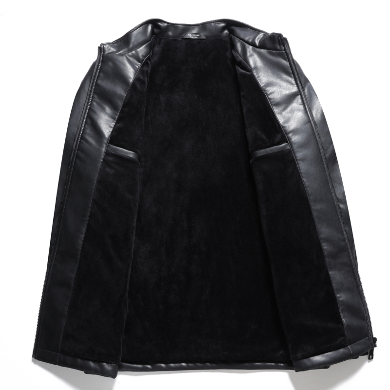 Ανδρικό PU δερμάτινο μπουφάν, σταθερός γιακάς, φερμουάρ, βαμμένο με κερί φινίρισμα, χαλαρή γραμμή