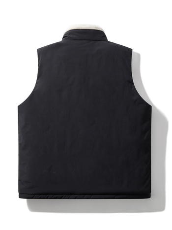 Γιλέκο από αρνίσιο φλίς, με σταθερό γιακά, χαλαρή γραμμή, επένδυση από πολυεστερικό φλίς, χειμώνας 2024, εφηβικό streetwear