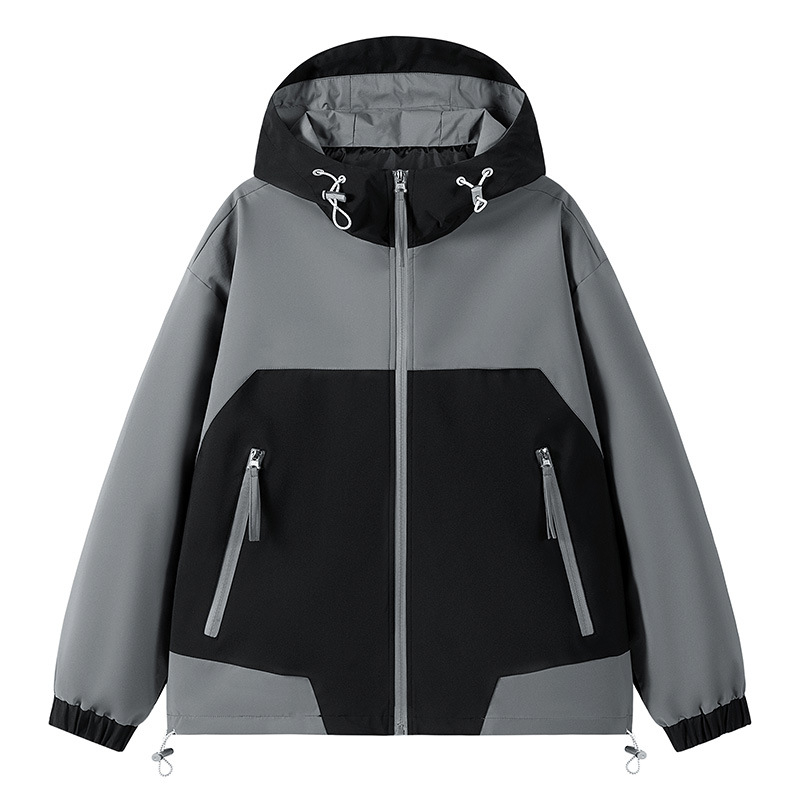 Pánska bunda Charge, jeseň 2024, americký štýl retro šitie, kapucňa, zips, voľný strih