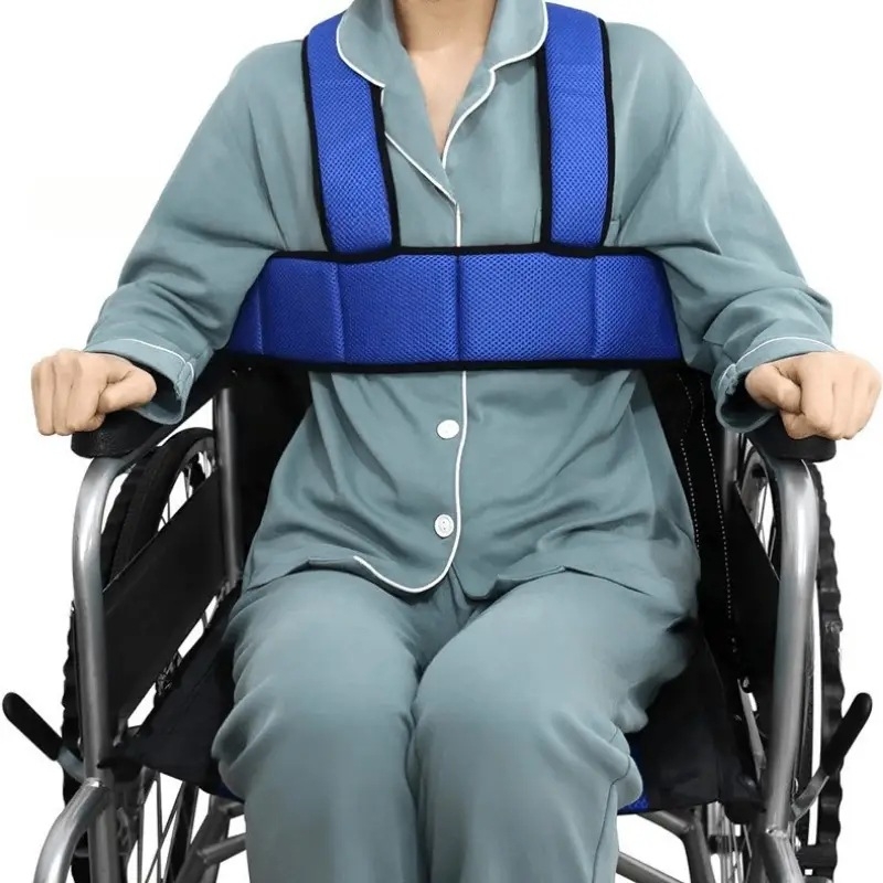 Колан за инвалидна количка за възрастни пациенти с ограничители на талията и краката (Материал на колана: брокат; Материал на въжето: мрежесто платно; Дължина на въжето: 2 м)