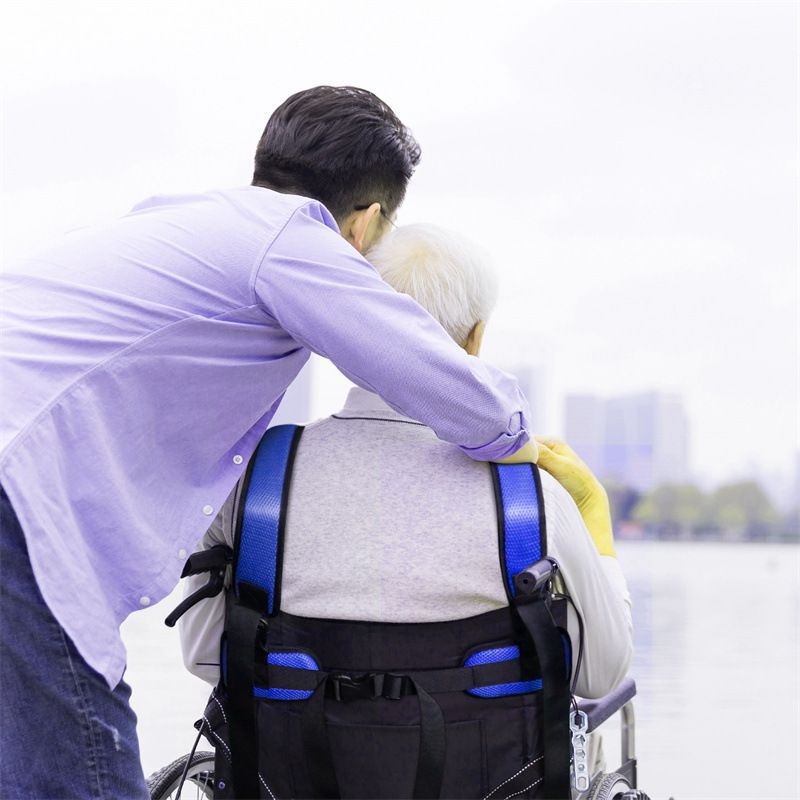 Колан за инвалидна количка за възрастни пациенти с ограничители на талията и краката (Материал на колана: брокат; Материал на въжето: мрежесто платно; Дължина на въжето: 2 м)