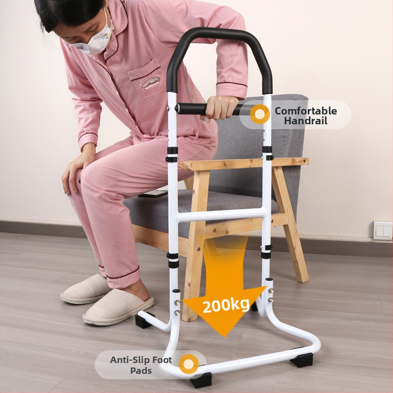 Podpora vstávania pri posteli pre seniorov s opornou na toaletu — montáž bez vŕtania, hliníková zliatina, model YC1226