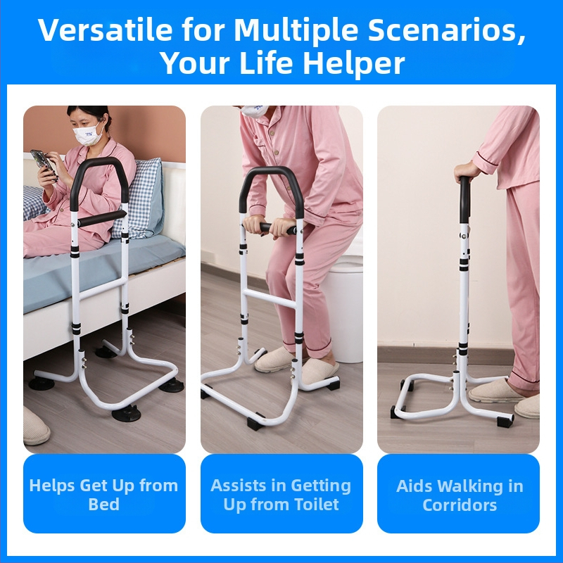 Podpora vstávania pri posteli pre seniorov s opornou na toaletu — montáž bez vŕtania, hliníková zliatina, model YC1226