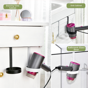 Laikiklis plaukų džiovintuvui, sieninis, be gręžimo, nerūdijantis plienas, modernus minimalistinis stilius