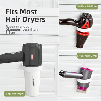 Laikiklis plaukų džiovintuvui, sieninis, be gręžimo, nerūdijantis plienas, modernus minimalistinis stilius