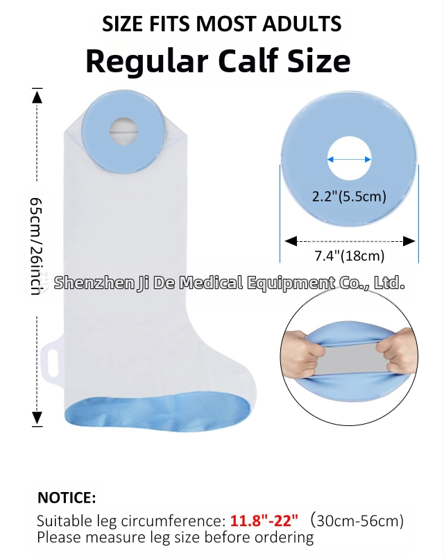 Силиконов постоперативен предпазител за къпане на крак – водоустойчив модел за калф (Материал: силикон; Функция: водоустойчивост; Модел: калф; Тегло: 100 g; Приложение: постоперативно къпане на травми и фрактури на крака)