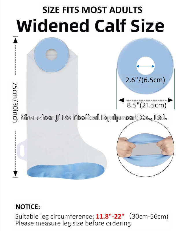 Силиконов постоперативен предпазител за къпане на крак – водоустойчив модел за калф (Материал: силикон; Функция: водоустойчивост; Модел: калф; Тегло: 100 g; Приложение: постоперативно къпане на травми и фрактури на крака)