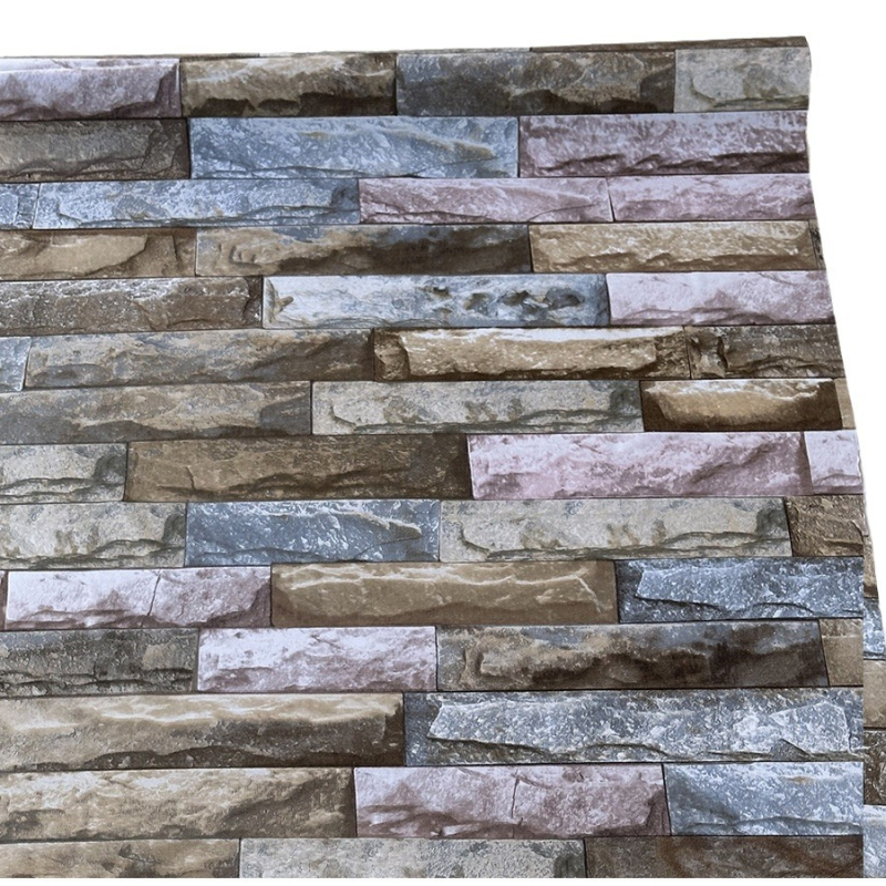 Lipni tapetė su 3D retro plytų raštu, atspari vandeniui, sutirštinta, atspari pelėsiui — Imperial Decoration