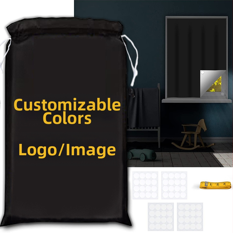 Zanxuan самозалепваща завеса за прозорци, портативна, DIY изрязване, полиестер, 100% затъмняване, за хол/спалня/друга стая