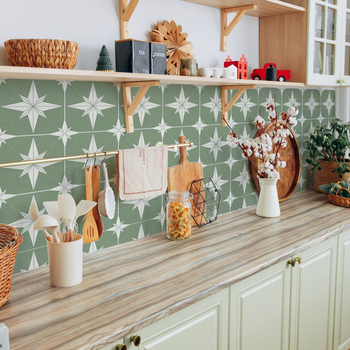 Σετ αυτοκόλλητων τοίχου με γεωμετρικό μοτίβο, μποέμ στυλ, αδιάβροχα, υφή πολυμερικής δέρματος, περισσότερα από 5 τεμάχια