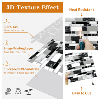 Αυτοκόλλητο τοίχου από ρητίνη, 3D καρό μωσαϊκό, αδιάβροχο και ανθεκτικό στη μόλυνση, μοντέρνο απλό στυλ