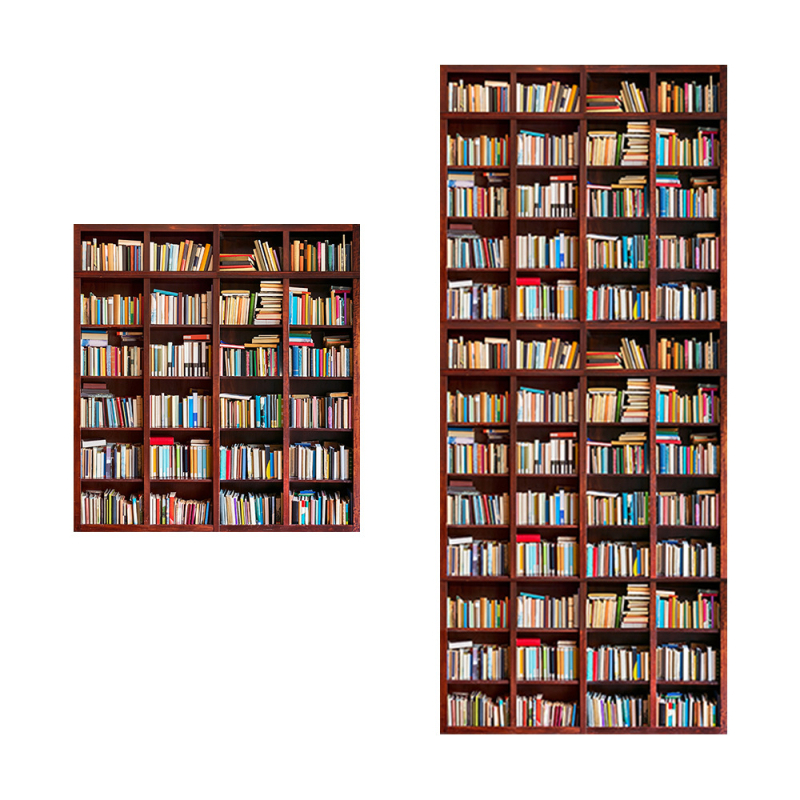 3D retro nástenná samolepka s motívom police na knihy, odnímateľná dekorácia pre schody, PVC vodotesná, Model 3220556