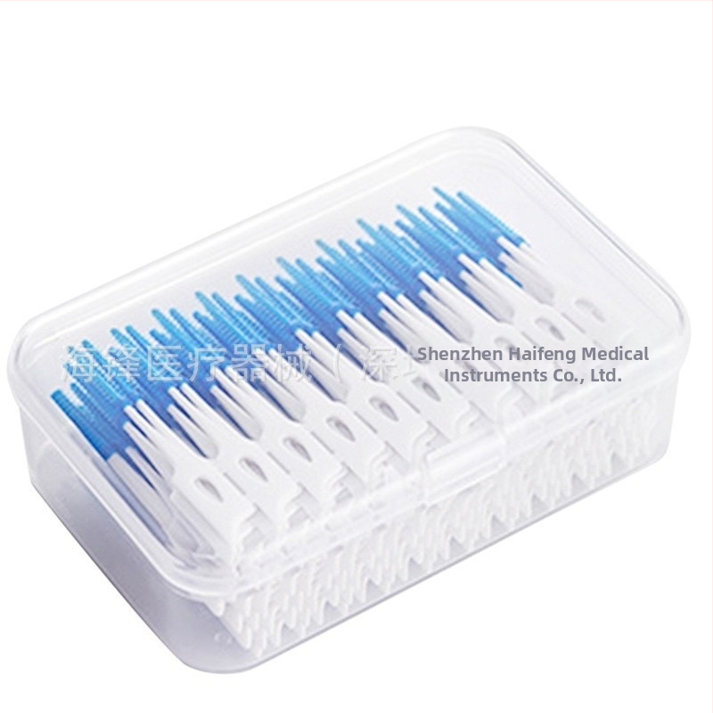 Švelnaus silikono adaptuojamas tarpdančių šepetėlis, skirtas tarpdančių valymui ir ortodontinėms brežoms; modelis AFA; 40 vienetų dėžutė.